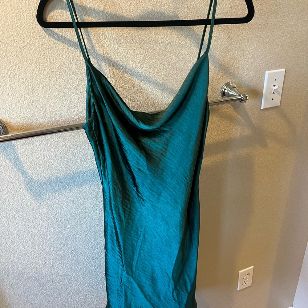 Fashion Nova Forest Green Satin Mini Dress